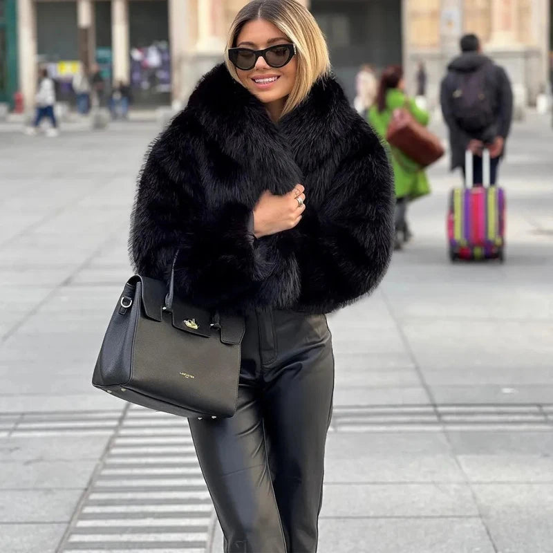 Black Faux Fur Coat