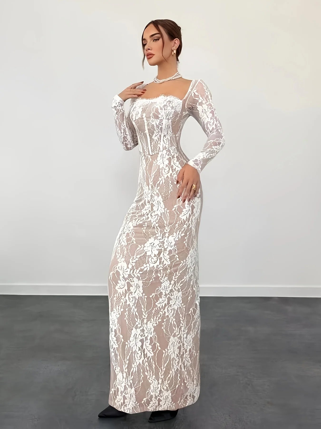 Women’s Lace Slim Midi Dress
