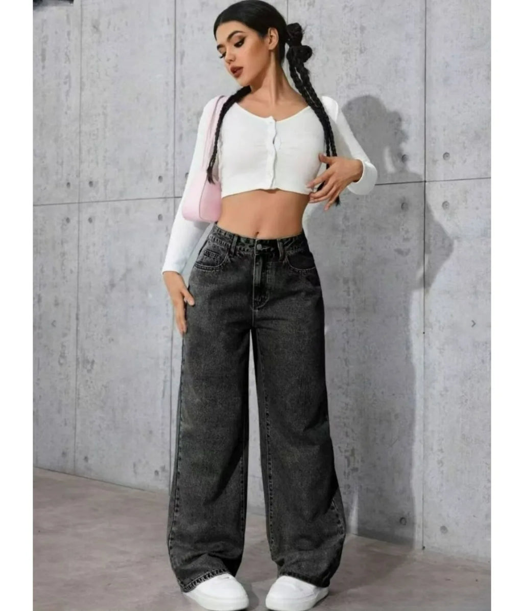 Wide Leg Stretch Jeans