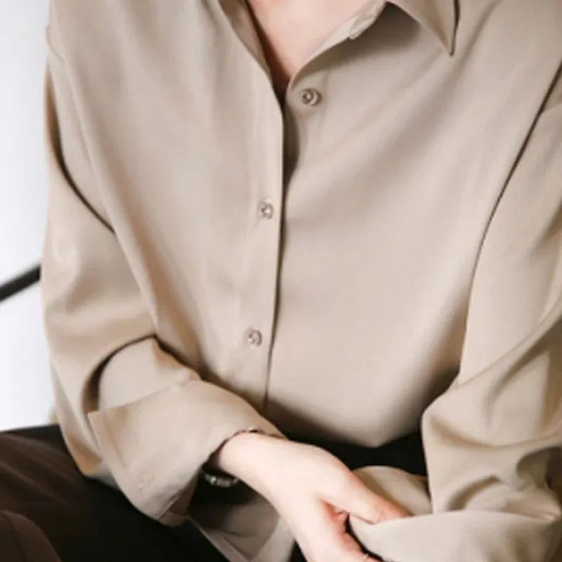 Satin Button-Up Blouse