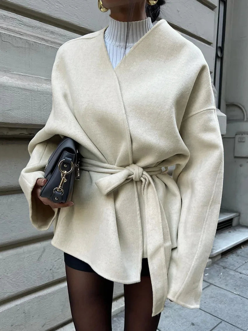 Lace-Up V-Neck Coat
