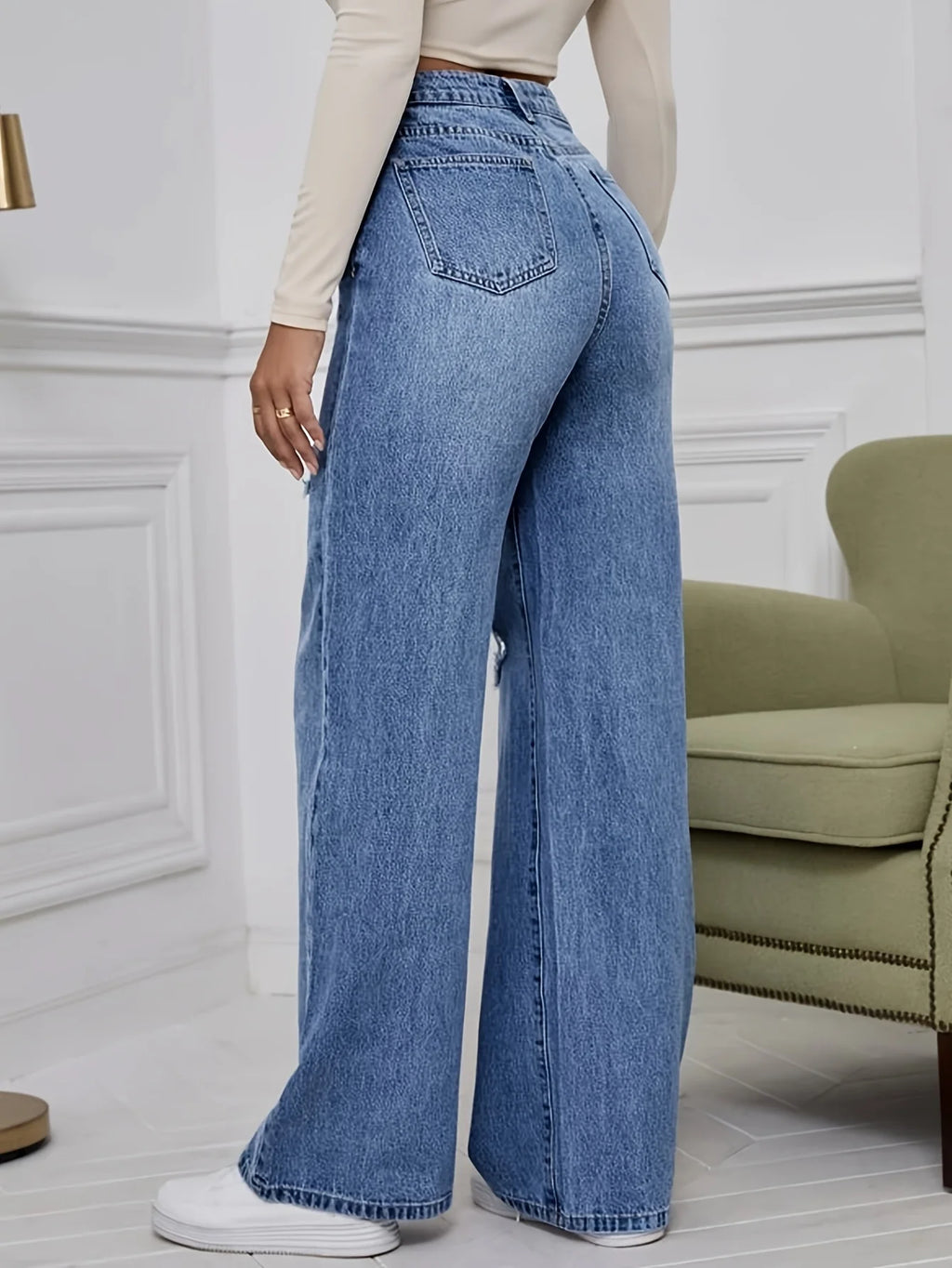 Ripped Wide Leg Jeans
