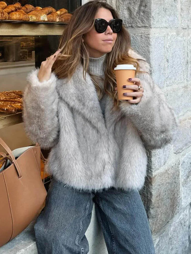 Cropped Faux Fur Jacket