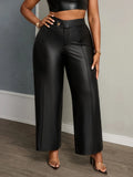 High Waist PU Leather Trousers