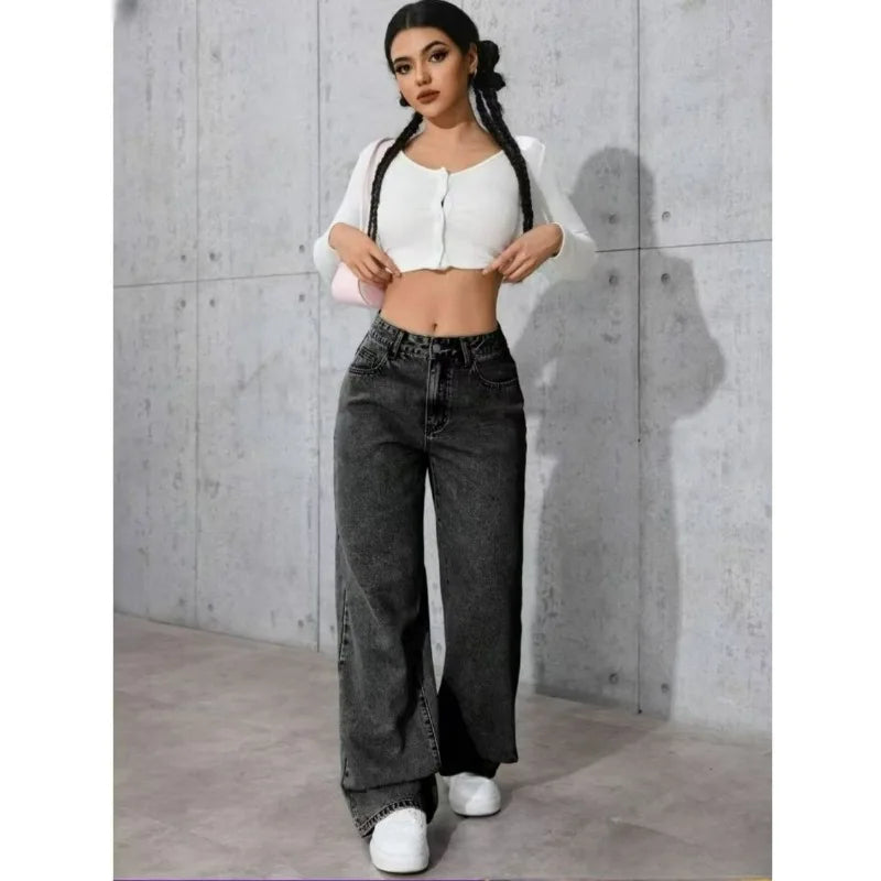 Wide Leg Stretch Jeans