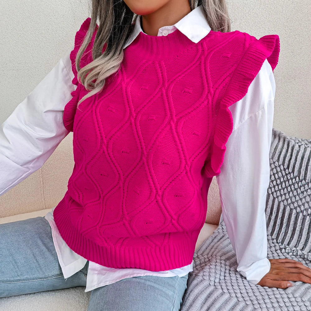 Women’s Ruffle Knit Sweater Vest