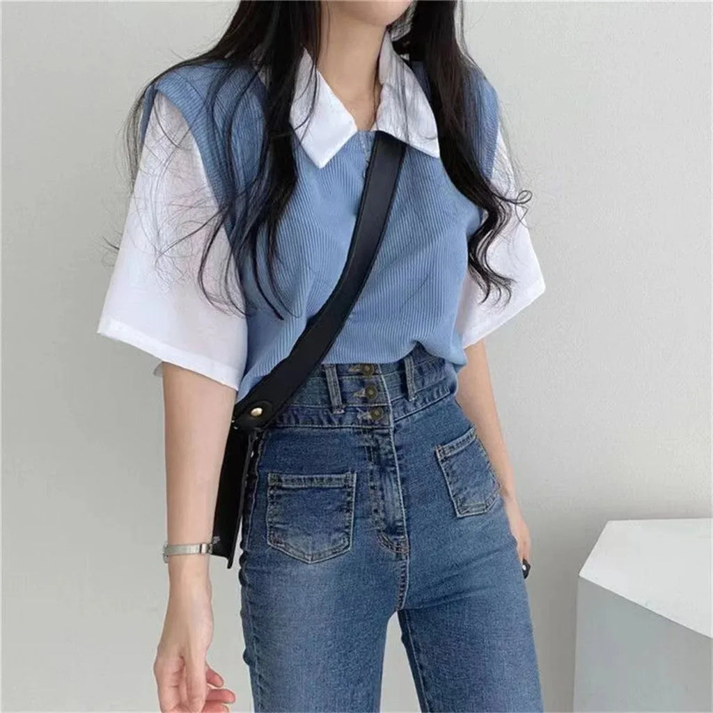 Korean Style Polo Blouse