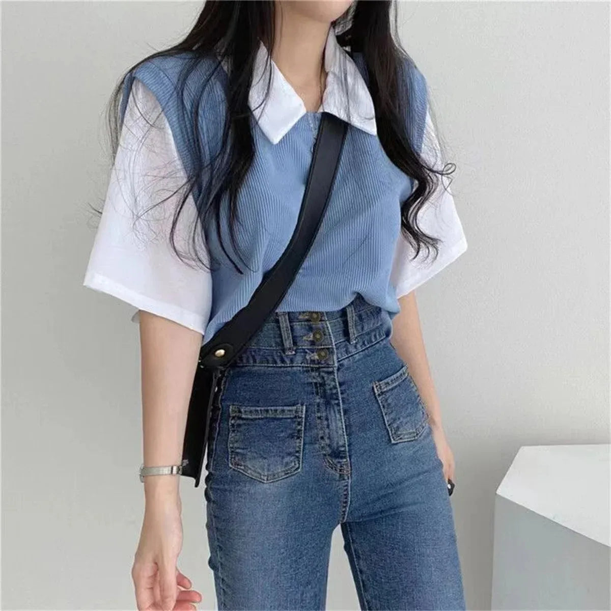Korean Style Polo Blouse