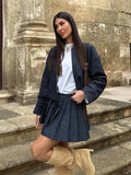 Denim Bomber Skirt Set