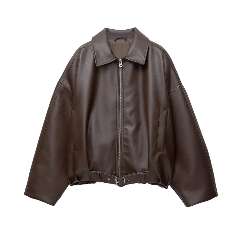 Vintage PU Leather Bomber