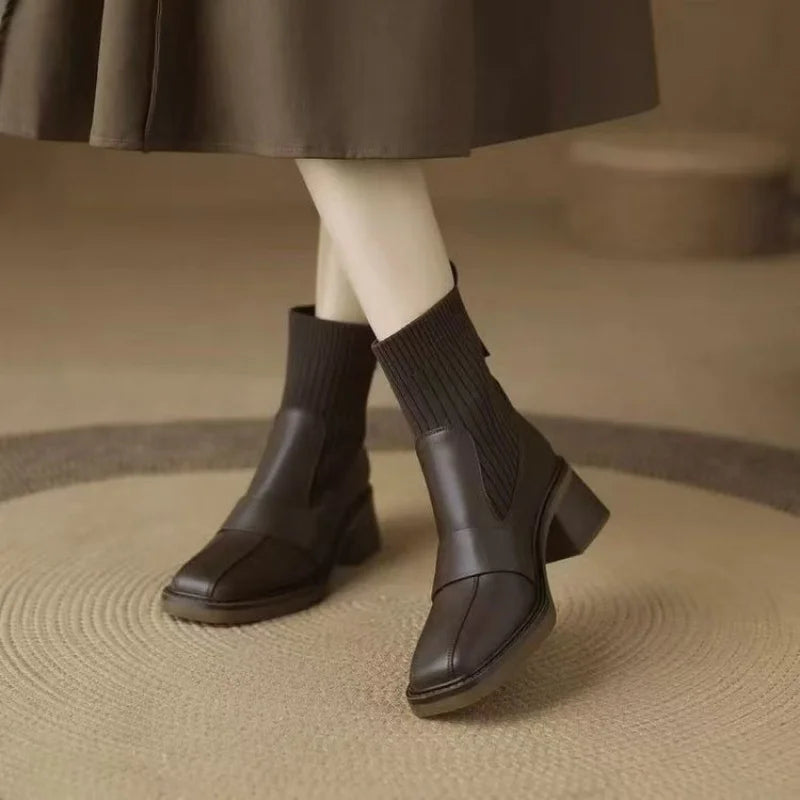 Women’s French Square-Toe Ankle Boots