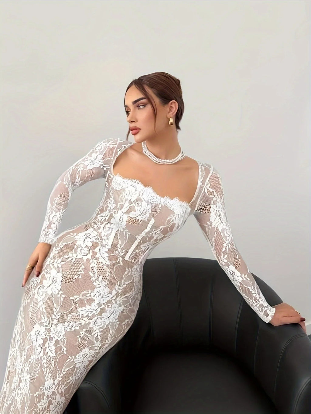 Women’s Lace Slim Midi Dress